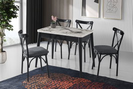 Hanah Home Dolunay - 1281 Mesa de comedor extensible mármol blanco